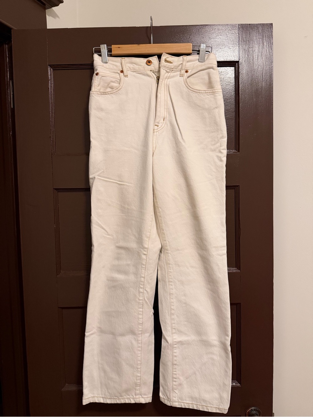 SLVRLAKE High-Rise Cream Straight-Leg Jeans